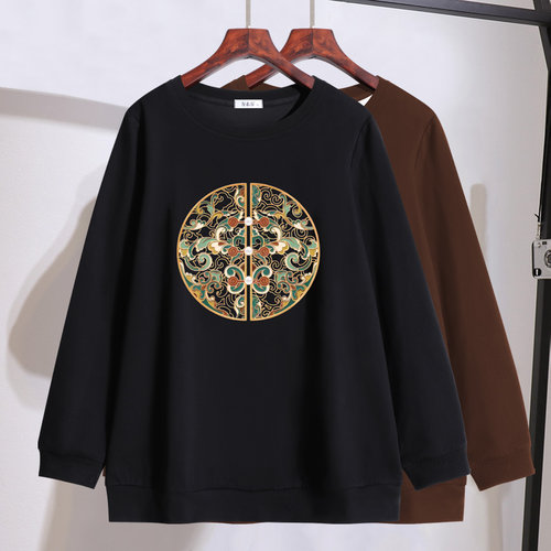 胖mm高档中国风显瘦卫衣2025秋装新款特大码女装200斤打底衫上衣