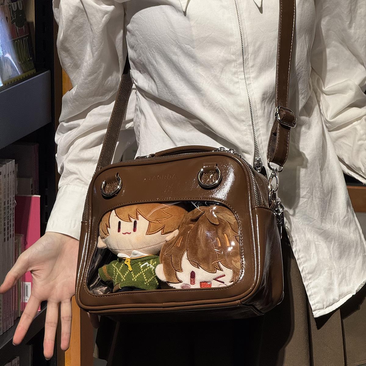 AORDA 日系学生党追星痛包女斜挎双肩背包小食量通勤可爱吧唧娃包