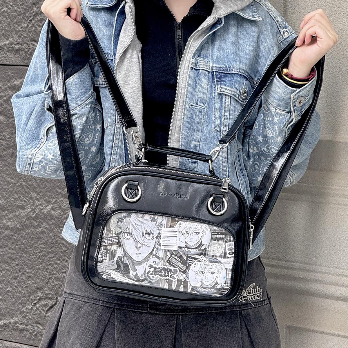 AORDA 二次元追星痛包女小食量双肩背包单肩斜挎高颜值娃娃展示包