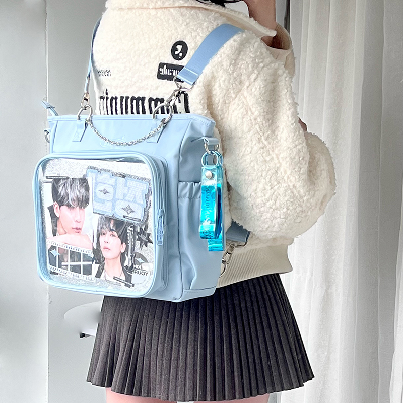 AORDA 2025新款原创小众透明吧唧痛包女单肩斜挎三用双肩包大食量