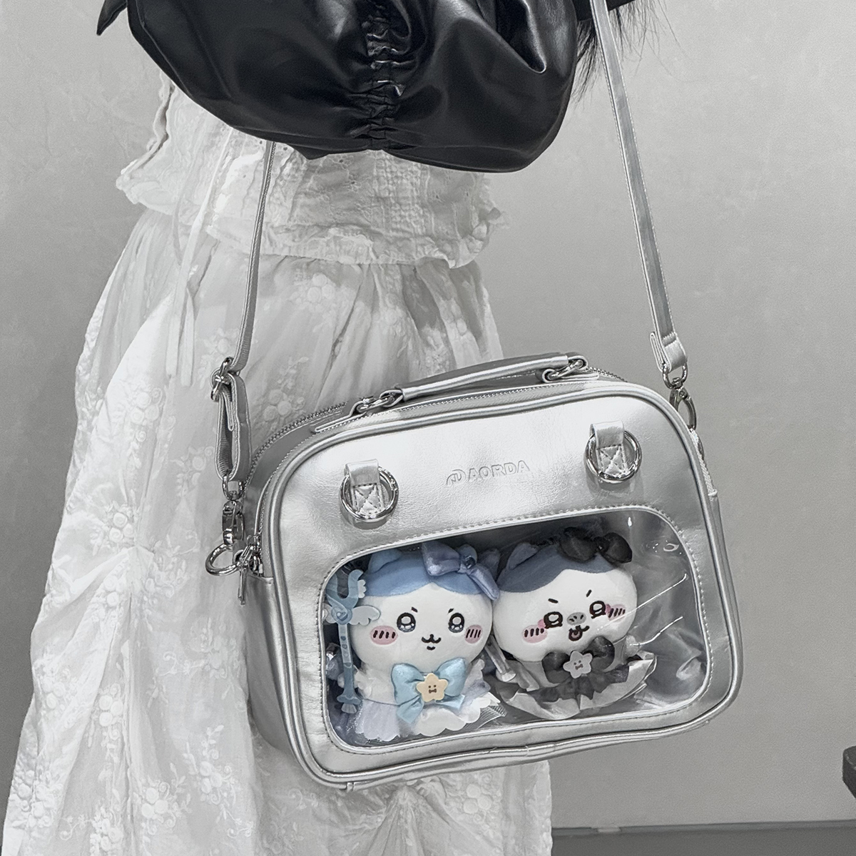 AORDA 日系三用痛包女可爱双肩背包小食量单肩斜挎棉花娃娃外出包