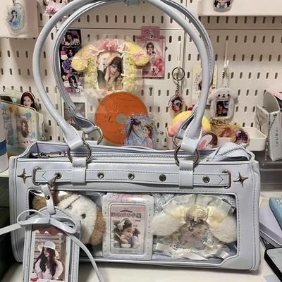 AORDA 日系学生党外出女单肩斜挎可爱外出透明娃包小型吧唧痛包