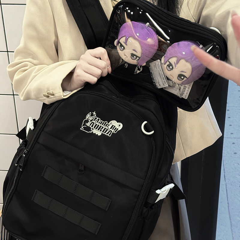 AORDA 大食量双肩痛包书包初中女生可拆卸追星娃包吧唧背包电脑包
