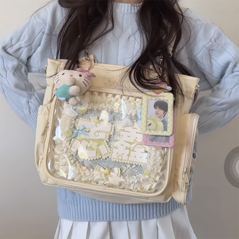 AORDA 痛包双肩斜挎女大学生百搭三用托特包可爱娃包二次元大容量