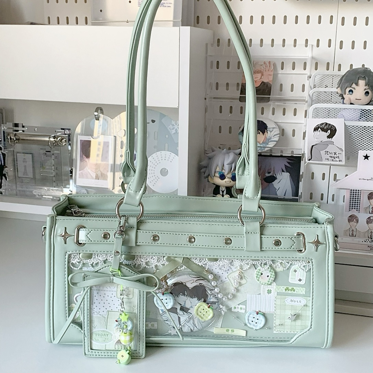 AORDA 原创日系学生党女单肩斜挎可爱棉花娃娃外出透明高颜值痛包