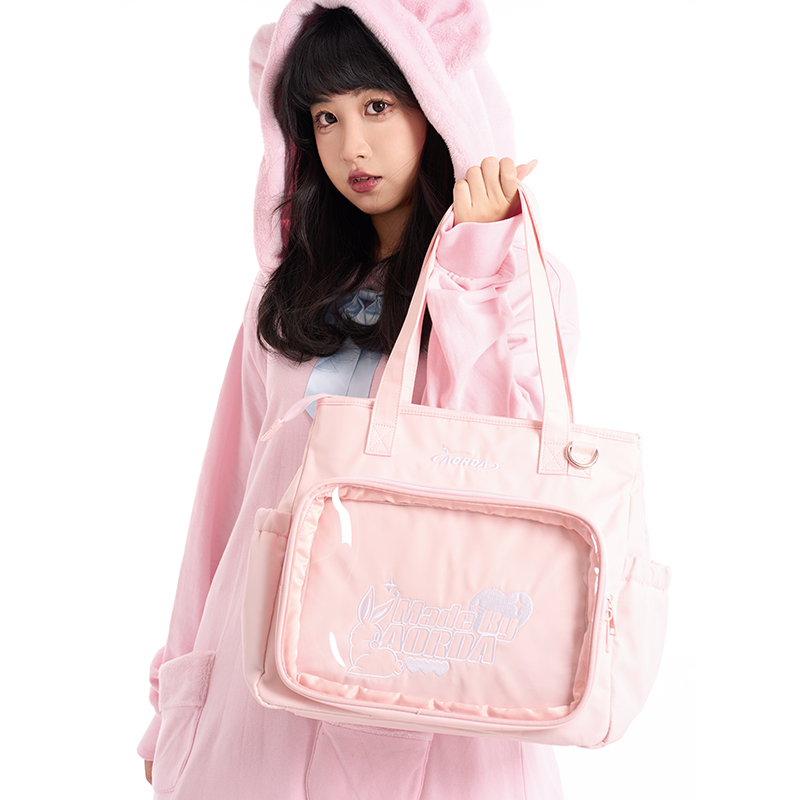 AORDA 二次元包包女大食量托特包单肩斜挎手提粉色吧唧棉花娃娃包