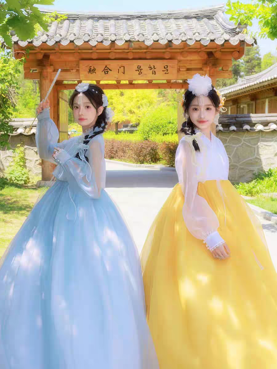 租赁古装传统韩服宫廷朝鲜团体表演服舞蹈演出服装西安汉服租赁