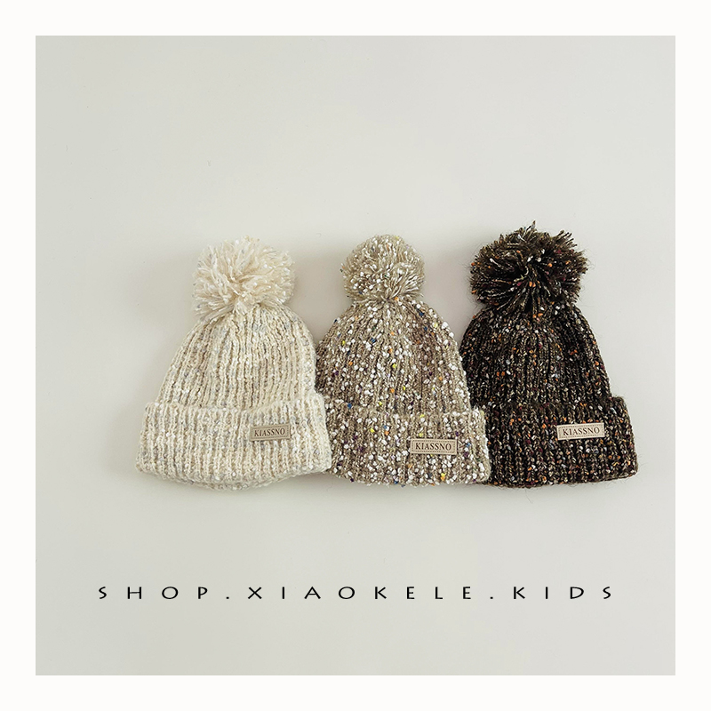 秋冬新款儿童毛线帽可爱毛球