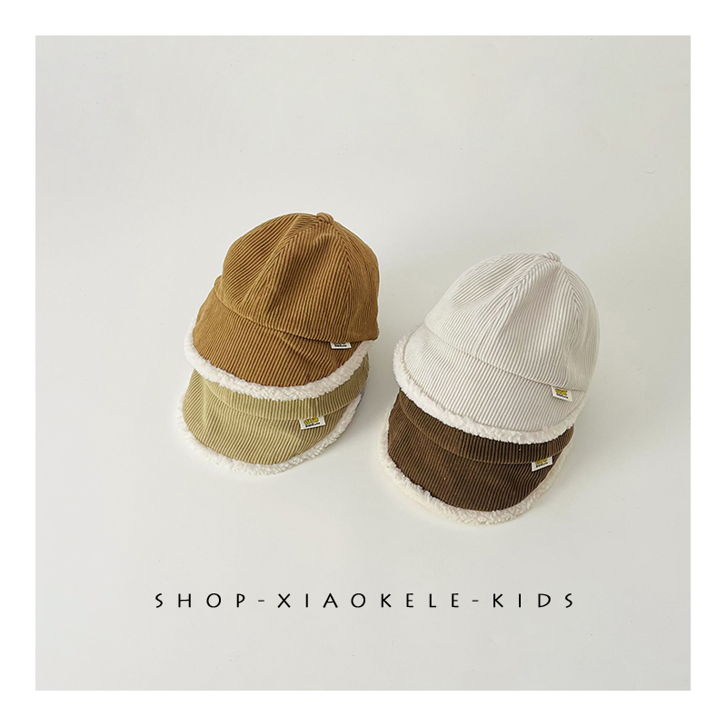 宝宝帽子秋冬款儿童灯芯绒鸭舌帽