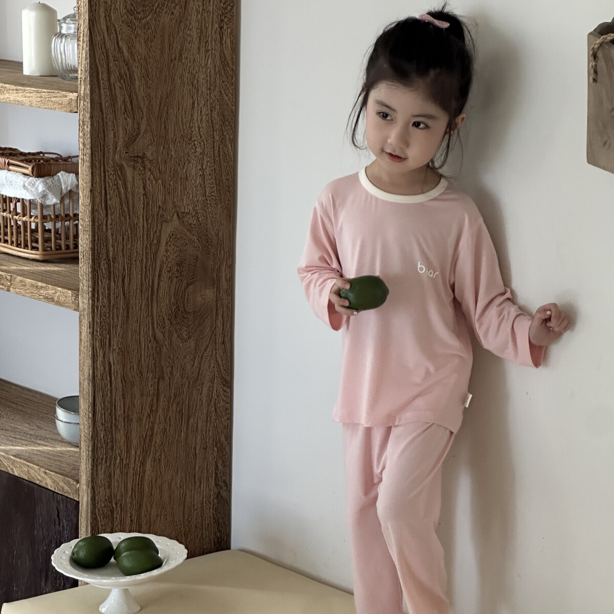 儿童纯色莫奈尔家居服睡衣男女童春夏薄款简约冰感家居服睡衣套装