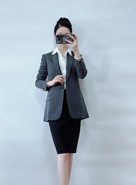 绍兴美代 Theory staple 灰色一粒扣软羊毛西装 J111109R 现004