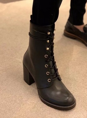 绍兴美代 SW CASSEY FINAL 时尚百搭黑色小羊皮短靴 现8