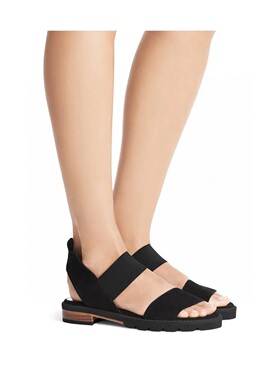 绍兴美代 SW  TOPICAL  简约款低跟黑色麂皮凉鞋 现6