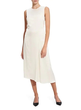 绍兴美代 THEORY 白色不规则缎面无袖连衣裙L1009603 $225 现0~6