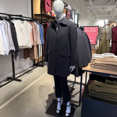 绍兴美代 theory CL CAPE COAT 羊毛羊绒 翻领 大衣 P081401R