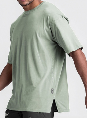 ASRV夏季男士健身运动宽松大码五分中袖弹力透气吸汗休闲短袖T恤