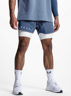 夏季男士健身运动跑步训练弹力透气速干双层内胆美式三分篮球短裤