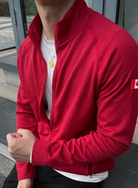 无缝提花外套秋冬健身运动夹克男士显肌肉立领口袋拉链训练长袖