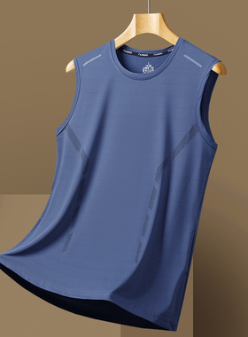 夏季薄款无袖t恤男士坎肩弹力网眼透气速干跑步运动健身训练背心