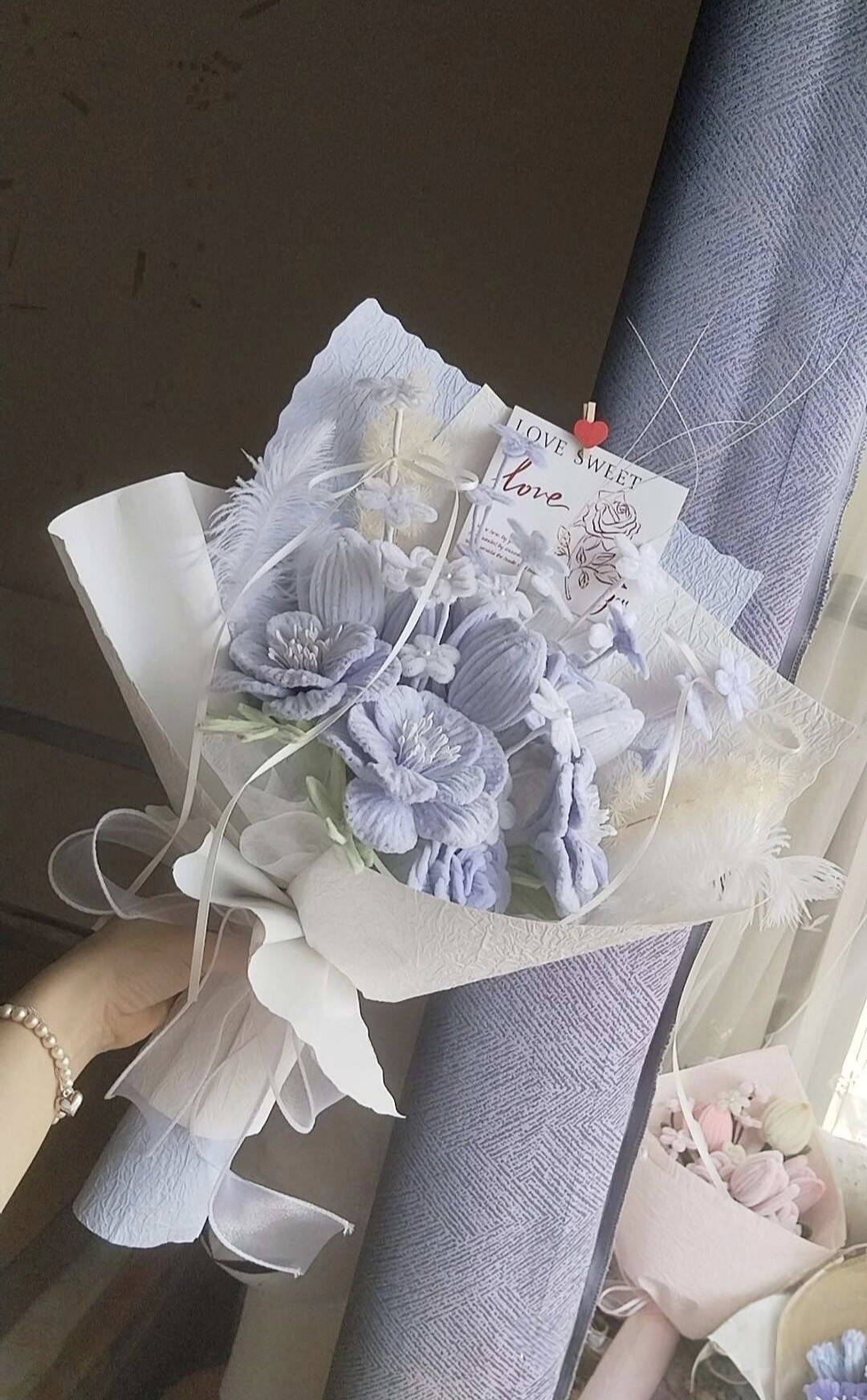 节日送女生渐变蓝玫瑰花束小香风送朋友创意礼物高级感高级灰