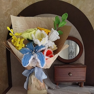 送女友闺蜜生日礼物教师节母亲节 实拍手工扭扭棒玫瑰花束清新风格