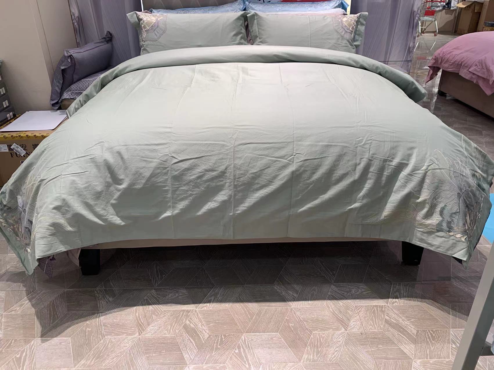 富安娜磨毛四件套纯棉素色瑶光