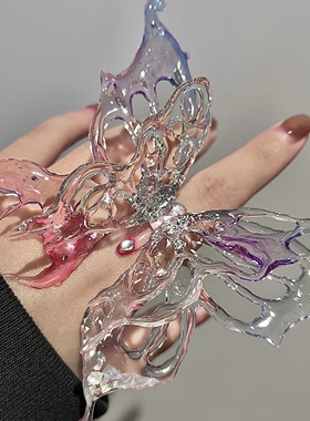 透明蝴蝶戒指小众设计新中式戒指仙气高级感气质国风指环优雅气质