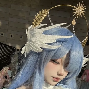 圣母发箍希腊女神天使翅膀发冠巴洛克复古罗马新娘头发饰摄影道具