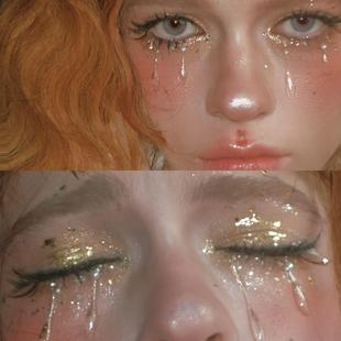 眼妆贴脸泪珠创意妆水珠泪痣妆容圣母泪仿妆脸部饰品透明泪滴拍照