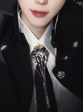 jk领结领带女款衬衫配饰设计感小众免打结黑白金属装饰高档学院风
