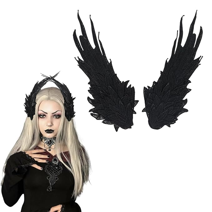 恶魔发饰羽毛夹黑色天使的翅膀cos头饰道具万圣节精灵系天鹅发夹