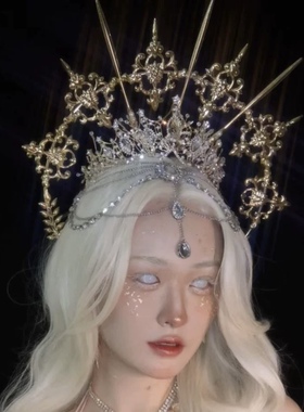 Lolita皇冠新娘洛丽塔圣母光环天使发箍巴洛特头饰哥特式发饰