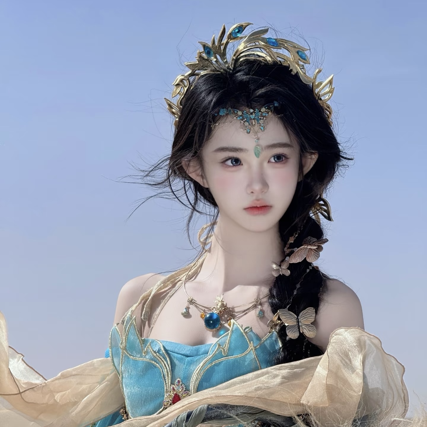 新款敦煌飞天舞蹈演出额饰西域公主古风汉服头饰异域风情发冠额链