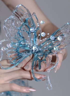 透明蝴蝶戒指小众设计新中式戒指仙气高级感气质国风指环优雅气质