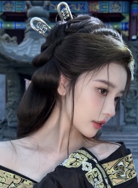 2025战国袍发簪古风汉服头饰仿苗银流苏发夹仙女步摇超仙古装配饰