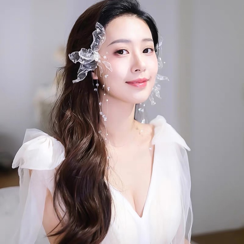 水晶串珠边夹新娘头饰发箍