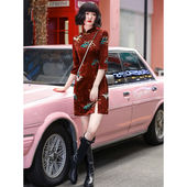 短款 丝绒旗袍2025年新款 小个子秋冬长袖 年轻款 国潮裙女改良版 冬季