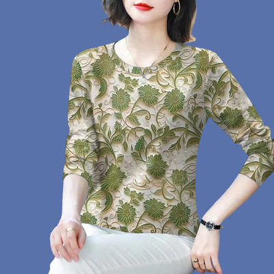 春秋圆领妈妈女装2025新款秋季减龄长袖遮肚T恤女显瘦上衣内搭