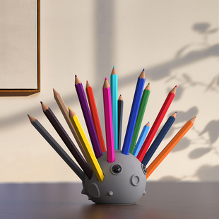 另一边水泥笔插创意生气 河豚笔筒办公收纳笔可爱儿童收纳摆件