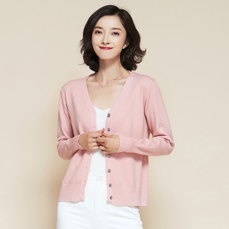 述阳开衫V领薄款毛衣外搭