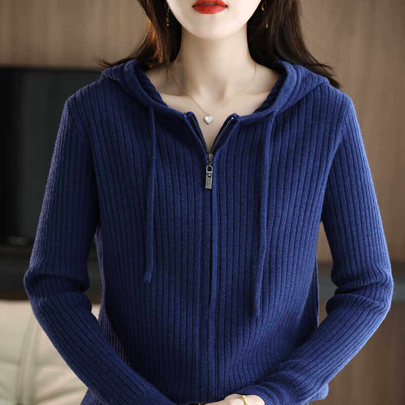 新款外搭长袖修身早秋帽衫拉链