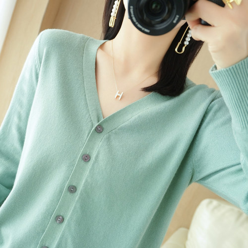 100纯羊毛开衫外套针织打底