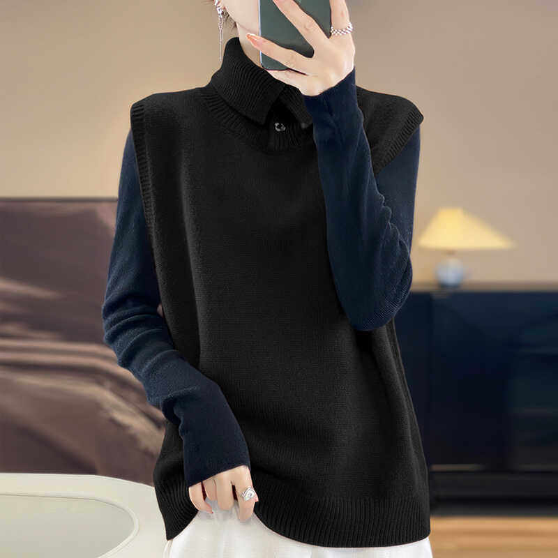 2025秋冬新款高领羊毛针织马甲女宽松外穿坎肩毛衣背心,女装/女士精品,马夹,淘宝优惠券,粉丝福利购,淘宝优惠卷