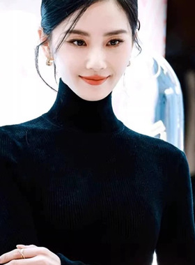 时髦配大衣黑色打底25秋冬羊绒超保暖针织羊毛衫半高领紧身女毛衣