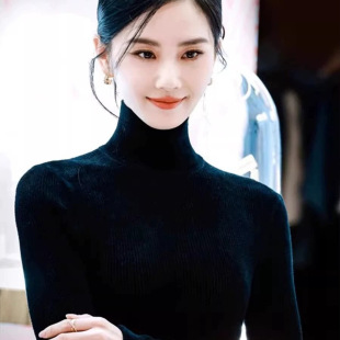 时髦配大衣黑色打底25秋冬羊绒超保暖针织羊毛衫半高领紧身女毛衣
