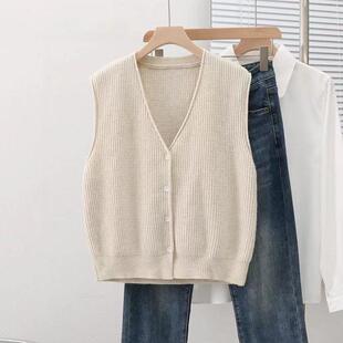 秋季开衫女士毛衣针织马甲女款2025新款春秋背心马夹衬衫叠穿外穿
