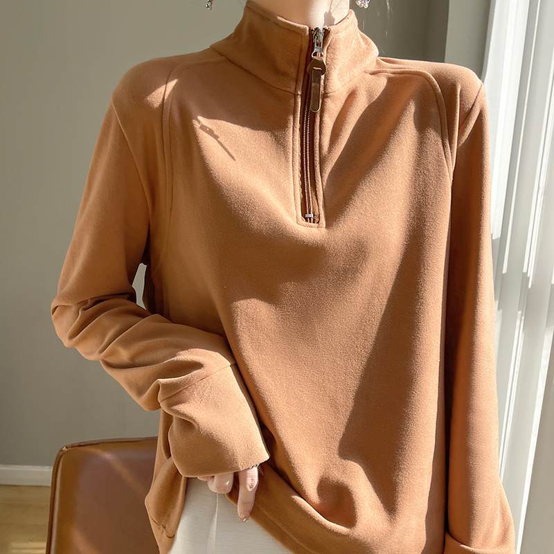 秋冬加厚双面德绒半拉链立领卫衣