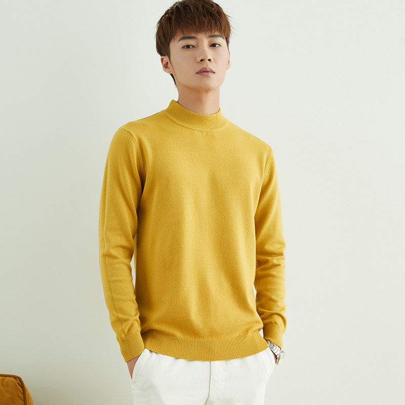 AUTUMN AND WINTER CASHMERE SWEATER MENS BUSINESS YOUTH HALF HIGH NECK PULLOVER BOTTOMING SHIRT THICK WARM CASHMERE SWEATER MENS CLOTHING
