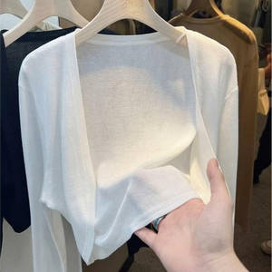 高端针织工厂直销店白色短款冰丝针织防晒开衫女薄款夏季吊带裙外搭薄纱外套空调罩衫