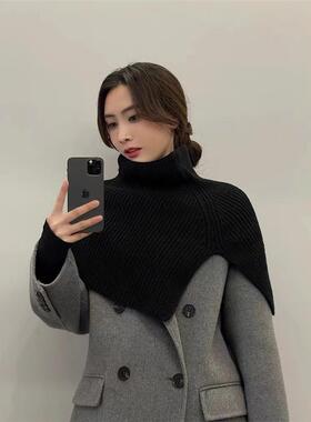 100%羊绒高领套头披肩女